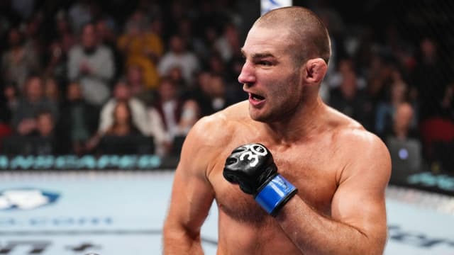 Sean Strickland inside the Octagon during his UFC 293 middleweight title fight against Israel Adesanya.